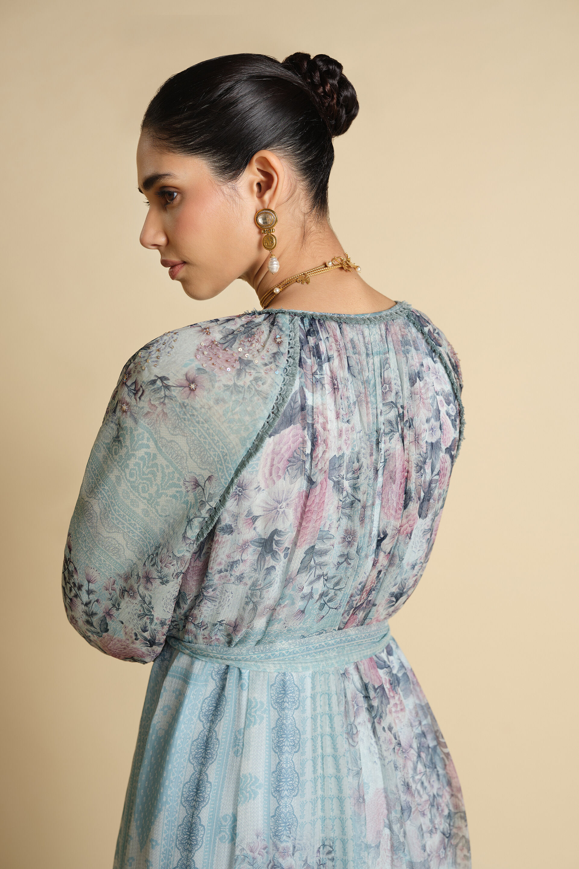Altan Printed Kaftan - Powder Blue, Powder Blue, image 5